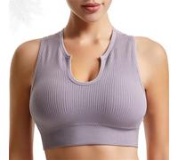 Getheyshape Shape Me Up Crop Top, Camiseta de Deporte sin Costuras con Cuello Redondo Sexy sin Mangas para Mujer, morado, L