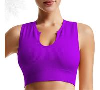 Getheyshape Shape Me Up Crop Top, Camiseta de Deporte sin Costuras con Cuello Redondo Sexy sin Mangas para Mujer, morado oscuro, S