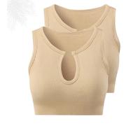 Getheyshape Shape Me Up Crop Top, Camiseta de Deporte sin Costuras con Cuello Redondo Sexy sin Mangas para Mujer, 2PCS-A, L