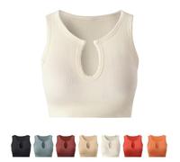 Getheyshape Shape Me up Crop Top, Seamless U-Neck Sports Vest Shirt Don't Wear a Bra, Women's Sexy Sports Gym Yoga Tank, Off - White, L
