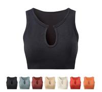Getheyshape Shape Me up Crop Top, Seamless U-Neck Sports Vest Shirt Don't Wear a Bra, Women's Sexy Sports Gym Yoga Tank, Negro , L