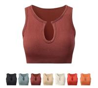 Getheyshape Shape Me up Crop Top, Seamless U-Neck Sports Vest Shirt Don't Wear a Bra, Women's Sexy Sports Gym Yoga Tank, marrón, S