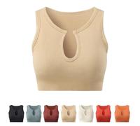 Getheyshape Shape Me up Crop Top, Seamless U-Neck Sports Vest Shirt Don't Wear a Bra, Women's Sexy Sports Gym Yoga Tank, amarillo, L