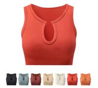 Getheyshape Shape Me up Crop Top, Seamless U-Neck Sports Vest Shirt Don't Wear a Bra, Women's Sexy Sports Gym Yoga Tank, rojo, S