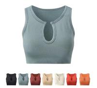 Getheyshape Shape Me up Crop Top, Seamless U-Neck Sports Vest Shirt Don't Wear a Bra, Women's Sexy Sports Gym Yoga Tank, azul, L