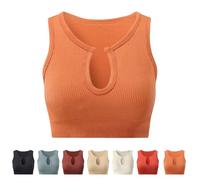 Getheyshape Shape Me up Crop Top, Seamless U-Neck Sports Vest Shirt Don't Wear a Bra, Women's Sexy Sports Gym Yoga Tank, naranja, L