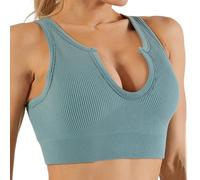 Getheyshape Shape Me up Crop Top, Seamless U-Neck Sports Vest Shirt, Sleeveless Yoga Back Tank Tops with Built in Bras (Blue,m)