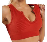 Getheyshape Shape Me up Crop Top, Seamless U-Neck Sports Vest Shirt, Sleeveless Yoga Back Tank Tops with Built in Bras (Red,l)