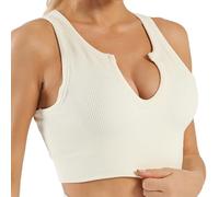 Getheyshape Shape Me up Crop Top, Seamless U-Neck Sports Vest Shirt, Sleeveless Yoga Back Tank Tops with Built in Bras (White,l)