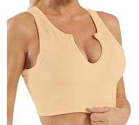 Getheyshape Shape Me up Crop Top, Seamless U-Neck Sports Vest Shirt, Sleeveless Yoga Back Tank Tops with Built in Bras (Beige,s)