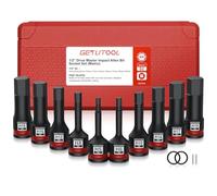 GETLITOOL 10 Vaso Hexagonal de lmpacto tipo llaves Allen para Llave Impacto, 5mm-19mm Acero S2 con Tamaño Marcado y Caja de almacenamiento para reparación de Automóviles, Mantenimiento