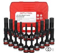GETLITOOL Juego de 20 llaves Allen de impacto 1/2 pulgada S2 acero hexagonal y Torx, tamaño marcado, caja de almacenamiento