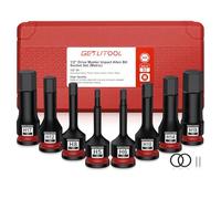 GETLITOOL Juego de 8 llaves de vaso hexagonales de impacto, 1/2 pulgada S2 de acero Allen de 5 mm a 19 mm con tamaño marcado y caja de almacenamiento para reparación de automóviles, mantenimiento