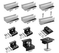 GETLITOOL Kit de Soporte para Paneles Solarese Aluminio, Riel de Montaje de 120 mm, Soportes de Montaje para Paneles Solares de 30 mm/35 mm (Plata, para 2 paneles)