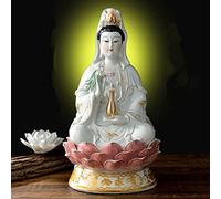 Getrelax Estatua de Guan Yin en loto, estatua budista Avalokiteshvara Kuanyin, regalo de Feng Shui (10 pulgadas)