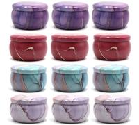 GETSTREE Latas for Velas con Tapas, 12 tarros vacíos de Lata for Velas de 4oz, Kit de fabricación de Velas DIY, Estuche de Almacenamiento for Especias secas y Dulces(Color Mixed)