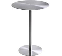GETSTREE Narrow Bedside Table,Lonmrrton Stainless Steel Bar Table Counter Bistro Pub Circular Cocktail Tables, Silver Coffee Breakfast Dining End Small Space Side(60x60x75cm)