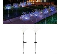 Gettimore 2 luces solares de fuegos artificiales para jardín, IP65, resistentes a la intemperie, decoración al aire libre con 8 modos, lámparas de estaca de alambre de cobre flexible para (150 luces)