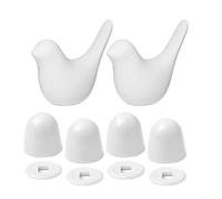 Gettimore 2Pcs Porcelana Bird Toilet Bolt Covers Con 4 Tapas Kit de Base de Inodoro Decorativo (Blanco)