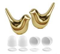 Gettimore 2Pcs Porcelana Bird Toilet Bolt Covers Con 4 Tapas Kit de Base de Inodoro Decorativo (Oro)