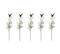 Gettimore 5 tallos artificiales para ramas de flores de cerezo de 52 cm, flores de seda para decoración de eventos de boda, rosa suave (blanco)