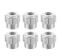 Gettimore 6 manijas de grifo ABS plateadas para reemplazo, válvula de ángulo ergonómica de perilla de rueda de mano, engranaje de 20 dientes de 8,2 mm, accesorios de cocina de baño