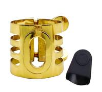Gettimore Abrazadera de metal ajustable de un solo tornillo para saxofón con tapa de goma compatible con saxofón tenor alto soprano y boquilla de clarinete dorado ALTO SAX