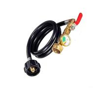 Gettimore Adaptador de manguera de transferencia de propano con calibre, accesorio de latón que conecta cilindro de 20 a 40 libras a tanque de 1 libra para asar al aire libre (6 pies)