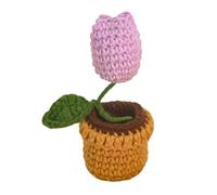 Gettimore Adorno de lana tejida a mano con girasol, decoración de flores artificiales para el hogar, estilo granja, 11 cm de altura