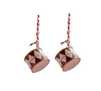 Gettimore Adorno de tambor de Navidad en rojo, verde y oro blanco, 3 x 4 x 4 pulgadas, decoración colgante de hierro para árbol, hogar y exhibición minorista