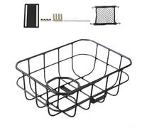 Gettimore Aleación de aluminio para cesta de bicicleta y bicicletas de engranaje fijo, soporte de manillar delantero ligero con bolsillo de red, diseño de perfil bajo 35,6 x 25 x 13 cm, negro (negro)