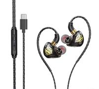 Gettimore Auriculares intraurales para juegos con cable con micrófono, sonido HiFi, graves profundos, conector tipo 3.5 mm, dispositivos de cable de 1.2 m (negro tipo C)