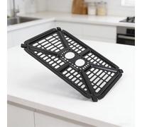 Gettimore Bandeja de acero inoxidable para freidora de aire para repuesto con revestimiento y mango, placa de soporte separadora de aceite para cesta de freidora de 23,5 x 17 cm (1 unidad)