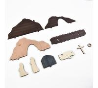 Gettimore Belén de madera de Pascua, escena de resurrección con cruz, decoración de madera hecha a mano para el hogar, sala de estar u oficina