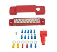 Gettimore Bloque de distribución de energía de 12 puntos 180 A 12 V CC para autocaravana, barco con barra colectora negra y roja y kit de terminales