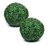 Gettimore Bolas artificiales de boj de 28 cm, plantas topiarias decorativas colgantes para uso en interiores y exteriores, follaje de plástico verde resistente a la intemperie con acabado texturizado