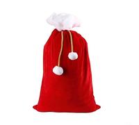 Gettimore Bolsas de terciopelo para regalo de Navidad con ribete sintético y pompones, espaciosos sacos de almacenamiento de Papá Noel para juguetes de niños y tesoros navideños (S)