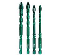 Gettimore Broca triangular multifuncional para vidrio, mármol, granito, azulejos y pared, diseño de acero de carburo de 4 cuchillas con vástago hexagonal, 6-12 mm