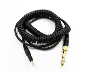 Gettimore Cable de repuesto para auriculares Audio-Technica ATH-M40x y ATH-M50x, 1,4 m en espiral con elástico de 3 m, conector TRS de 3,5 mm y adaptador de 6,35 mm, compatible con HP-CC, color negro