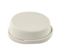 Gettimore Caja de pañuelos tejida hecha a mano para uso diario, diseño nórdico minimalista en madera natural o blanco leche, material de cuerda de algodón, se adapta a pañuelos de papel estándar