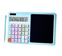 Gettimore Calculadora solar de 12 dígitos con tablero de escritura LCD, diseño portátil para trabajo y estudio, material ABS, pantalla de alto brillo, incluye bolígrafo, morado, azul, negro y blanco