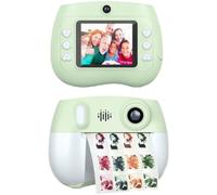 Gettimore Cámara digital infantil 1080P con pantalla de 2.4 pulgadas, doble lente de 12 MP, impresora fotográfica de impresión térmica para niños, recargable de 1500 mAh, material seguro para edades