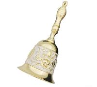 Gettimore Campana de mano para servicio de mesa, campana de metal retro con diseño de manivela, construcción de aleación de cobre, 4.3 pulgadas, compatible con hotel, bar, aula, iglesia, escuela, uso