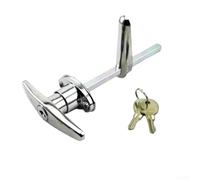 Gettimore Cerradura de manija en forma de T para garaje, caravana, cobertizo, autocaravana, antirrobo de aleación de zinc, con 2 llaves, cromado/negro