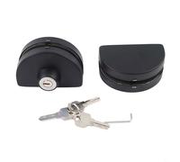 Gettimore Cerradura de puerta de cristal de acero inoxidable para puertas endurecidas sin marco de 10 mm a 13 mm, 1/2 pulgada, negro, con llave y perilla, paquete de 3 llaves incluidas