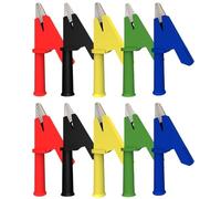 Gettimore Clips de cocodrilo aislados de 55 mm con enchufe banana de 4 mm, cables de puente de prueba eléctrica de cobre de 30 A/2000 V PA, paquete de 10 colores surtidos