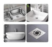 Gettimore Colador de drenaje de ducha de silicona, paquete de 3, atrapador de pelo de doble filtración con diseño antideslizante para bañera y ducha, color gris