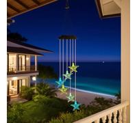Gettimore Coloridas campanillas de viento solares de estrella de mar, 3228 pulgadas de plástico para decoración al aire libre con luces LED que cambian de color, IP65 impermeable para jardín, patio