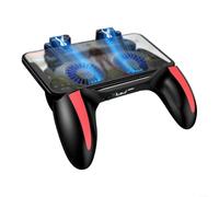Gettimore Controlador de juego de refrigeración para teléfonos de 4.7 a 6.5 pulgadas, mango de banco de energía de 2500 mAh con ventiladores duales y gatillos L1R1 de metal, soporte plegable para