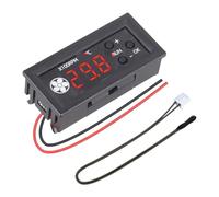 Gettimore Controlador de temperatura del ventilador para PWM DC12V con sonda, entrada de cable rojo y negro, control de velocidad del 1 al 100%, monitoreo de -9.9 a 99.9 °C, bajo consumo de energía <